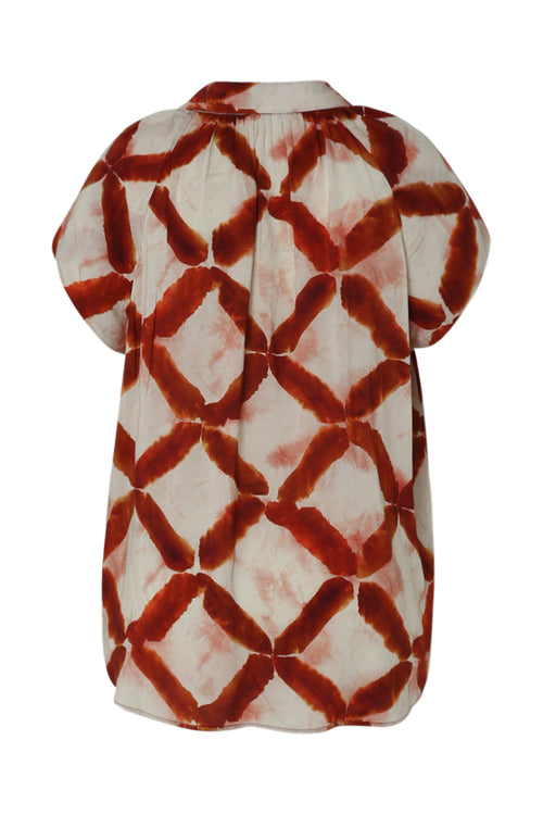 Blouse en viscose imprimé graphique-Paprika-11
