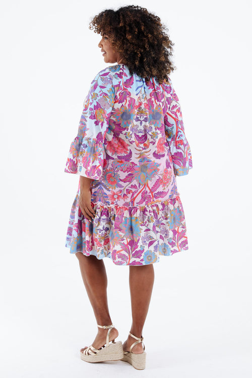 Robe tunique en coton imprimé floral-Paprika-2