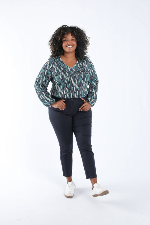 Pantalon slim 7/8 uni Louise-Paprika-6