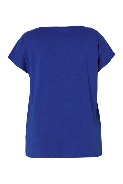 T-shirt uni avec broderie Enjoy et sequins-Paprika-11