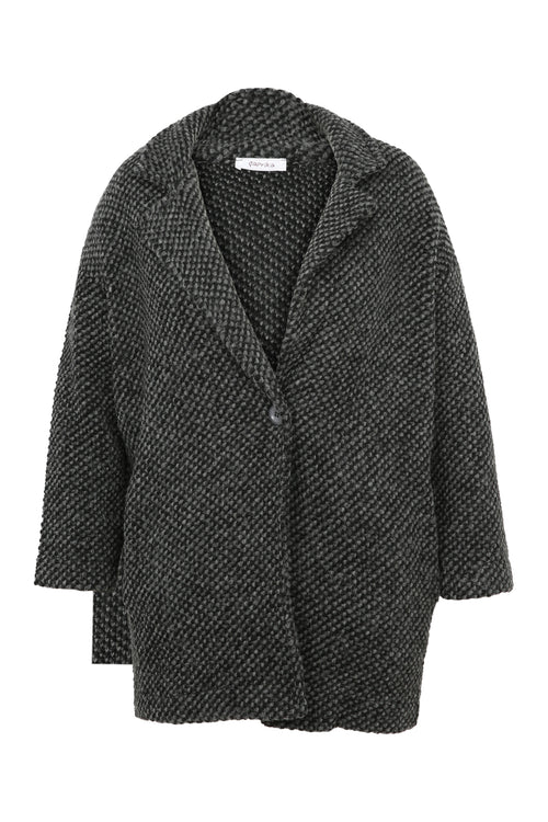 Manteau uni en tissu moucheté avec laine-Paprika-10