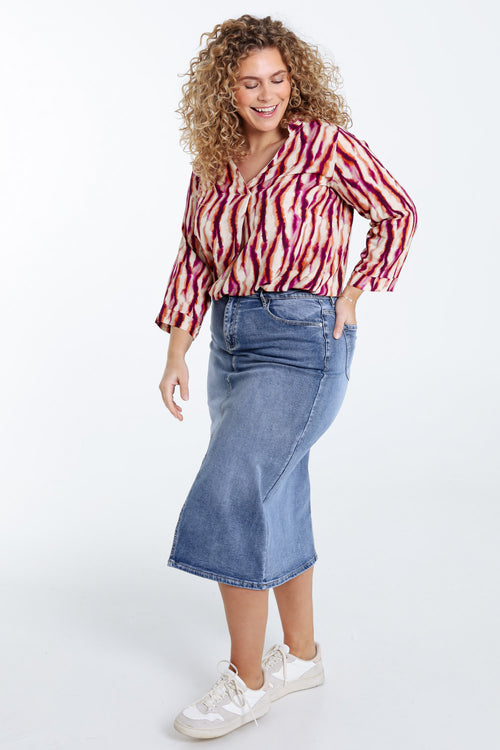 Blouse en viscose imprimé tie and dye-Paprika-8