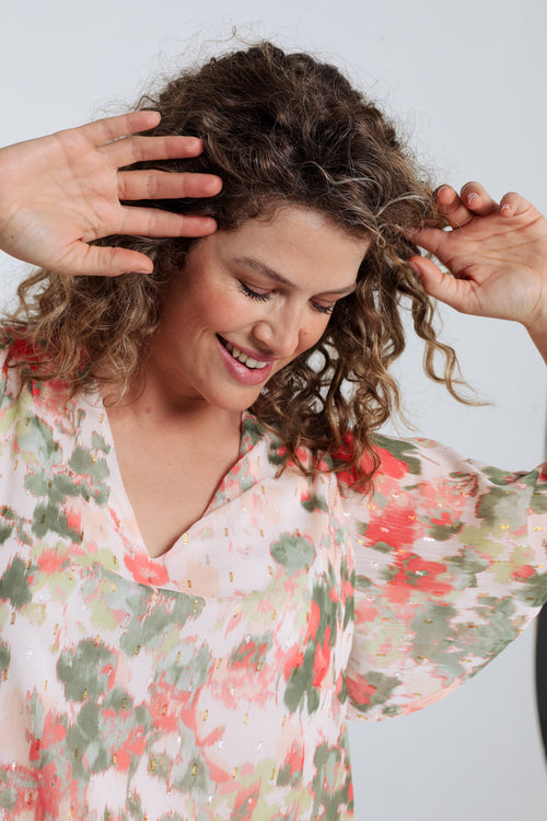 Blouse imprimé fleurs avec lurex-Paprika-5