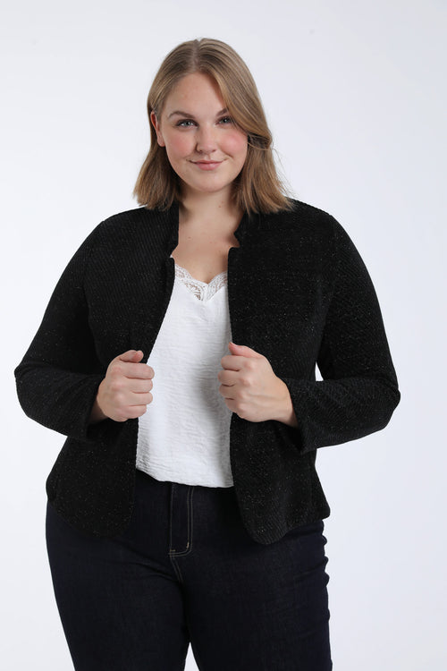 Veste jacquard bicolore avec lurex-Paprika-1