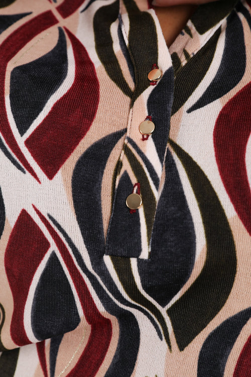 T-shirt maille chaude imprimé graphique-Paprika-1