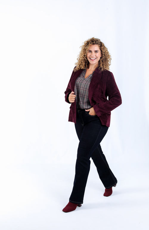 Blazer en velours côtelé uni-Paprika-8