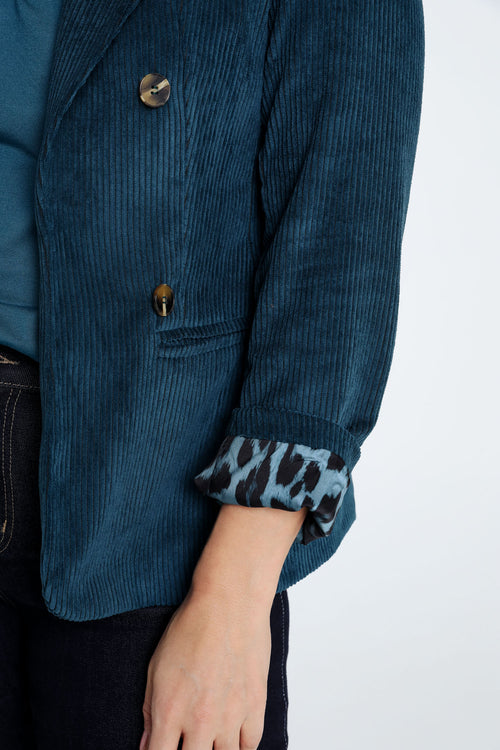 Blazer en velours doublé imprimé peau de bête-Paprika-5