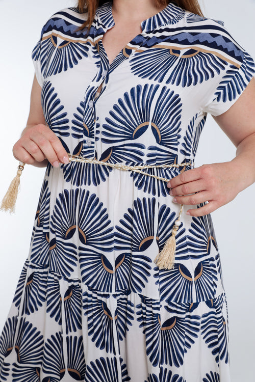 Robe longue en viscose imprimé feuillage-Paprika-5