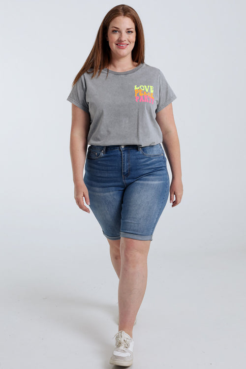 Bermuda en jeans en fibres recyclées-Paprika-8