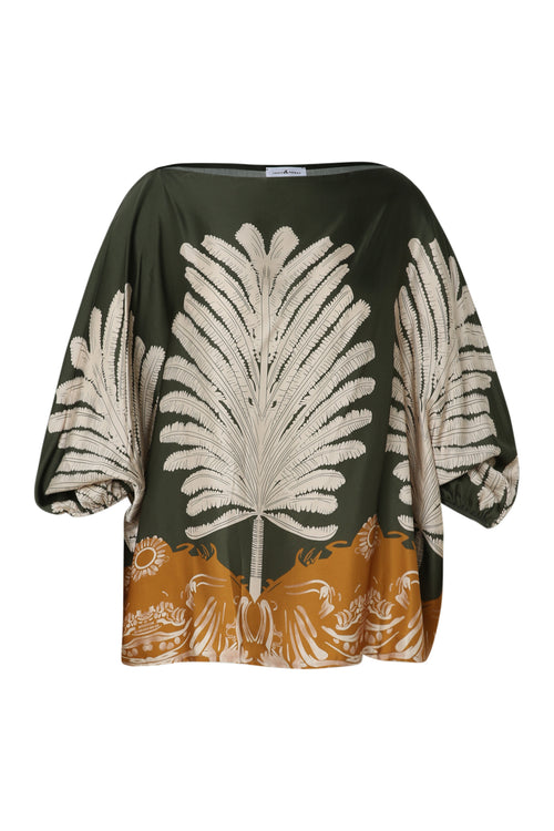 Blouse en viscose imprimé palmes-Paprika-10
