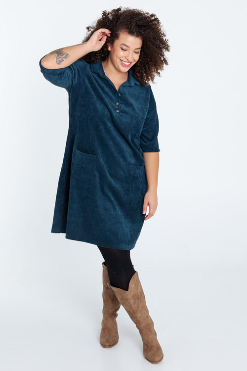 Robe courte unie en velours-Paprika-9