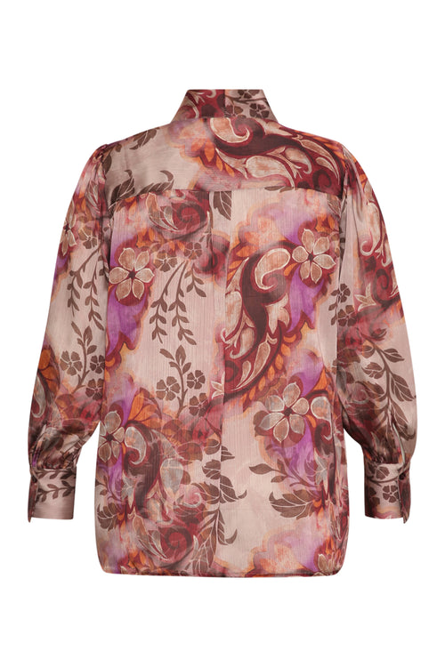 Chemise lavallière imprimé cachemire flou-Paprika-2