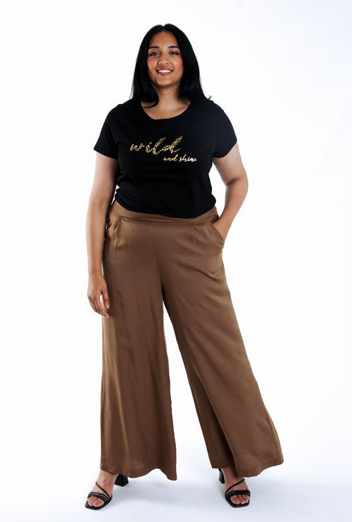 Pantalon tencel jambes larges uni-Paprika-2