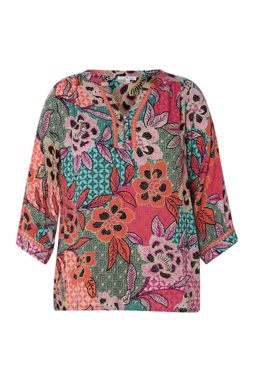 Blouse en viscose imprimé floral-Paprika-10