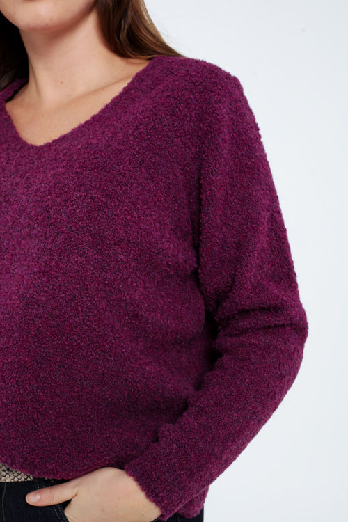 Pull maille bouclette uni-Paprika-5