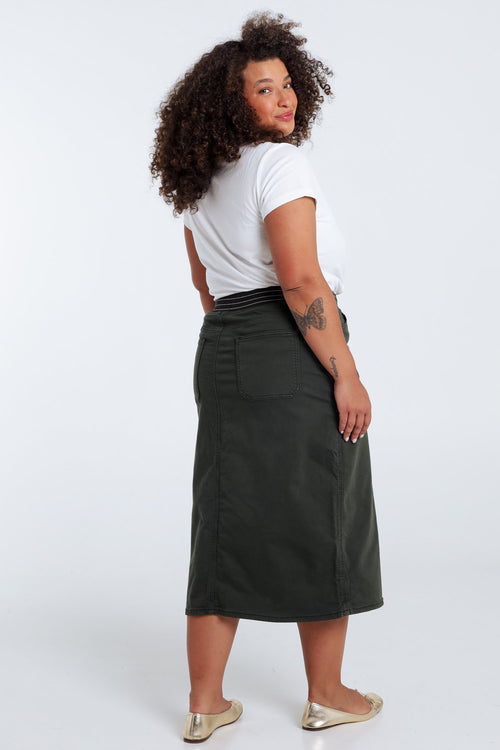 Jupe en coton unie détail lurex-Paprika-2