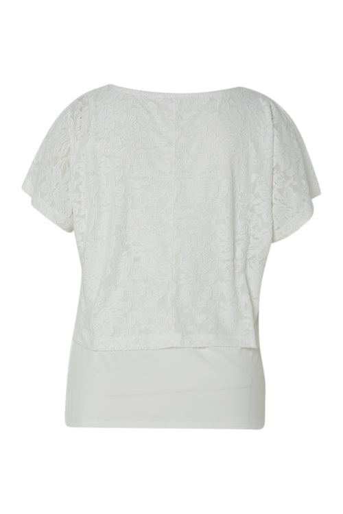 T-shirt 2 en 1 uni en maille ajourée-Paprika-2