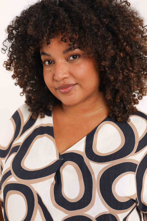 Blouse imprimé ronds graphiques-Paprika-6