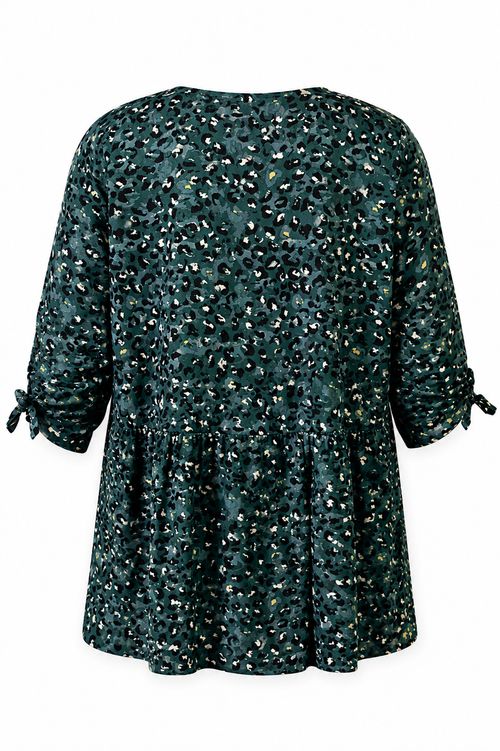 Blouse manche 3/4 nouées 100% viscose-Paprika-1
