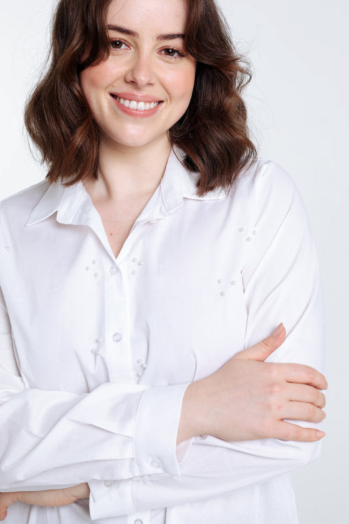 Chemise en coton avec perles-Paprika-7