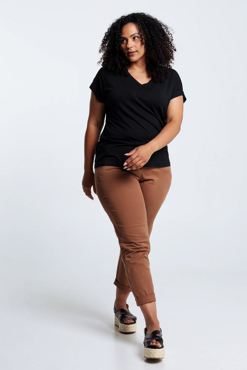 T-shirt uni en viscose-Paprika-8