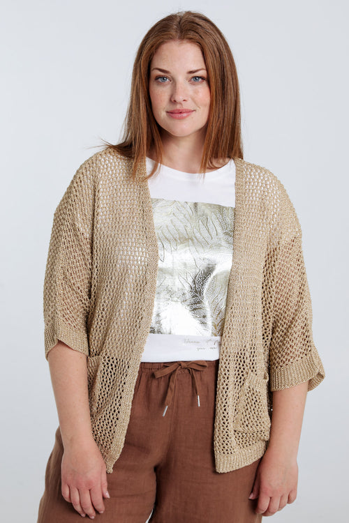 Gilet ajouré uni en viscose-Paprika-1