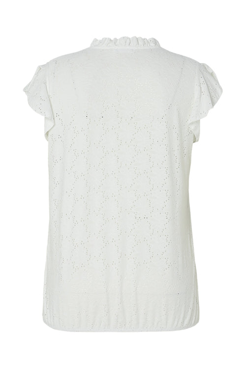 T-shirt en dentelle uni avec volants-Paprika-2