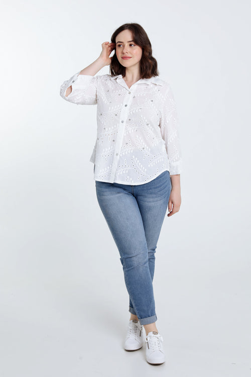 Chemise en coton avec brillants-Paprika-9