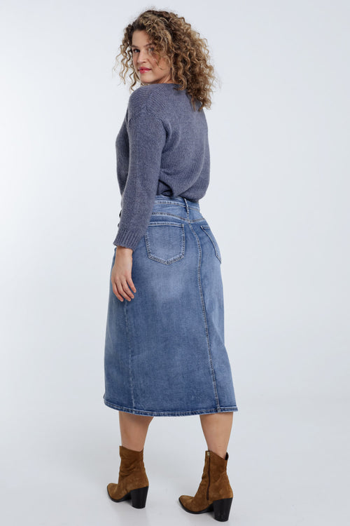 Jupe en jeans avec fente-Paprika-2
