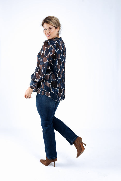 Blouse imprimé ronds avec foil-Paprika-1