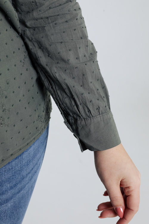 Blouse en coton unie broderies et plumetis-Paprika-4