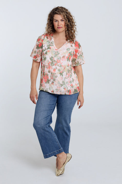 Blouse imprimé fleurs avec lurex-Paprika-7