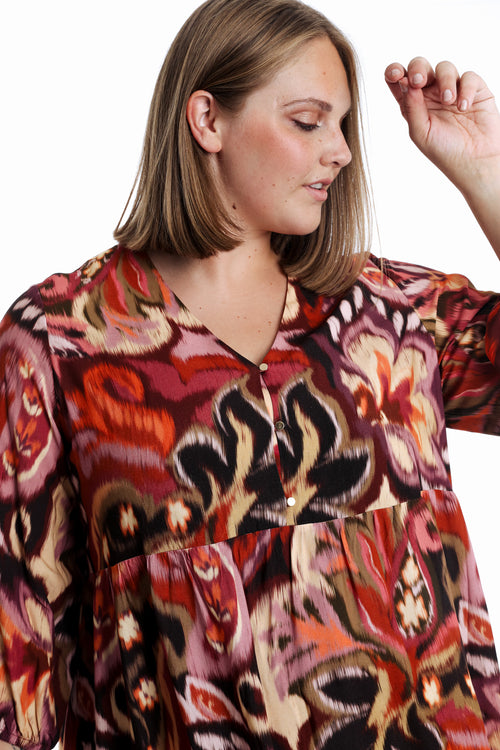 Robe en viscose imprimé cachemire-Paprika-5