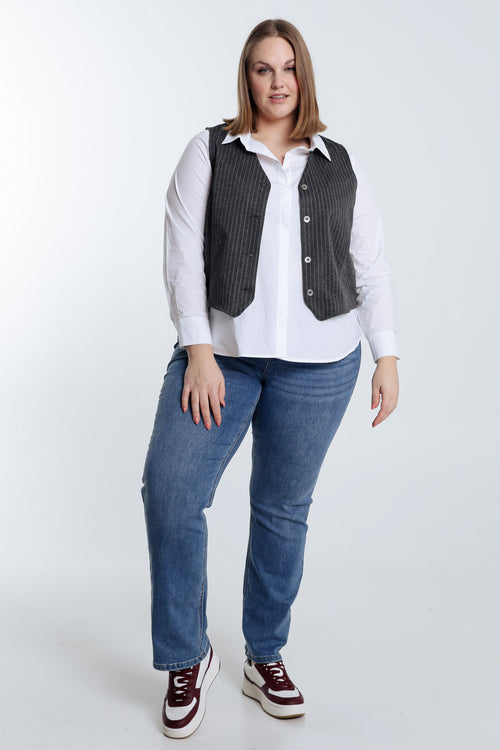 Gilet de costume à rayures-Paprika-7