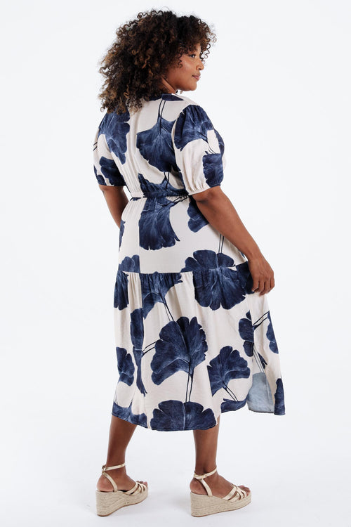 Robe longue en viscose imprimé feuillage-Paprika-2