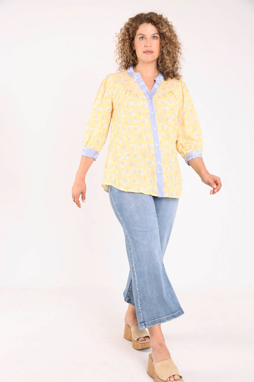 Blouse en viscose imprimé fleurs et rayures-Paprika-7