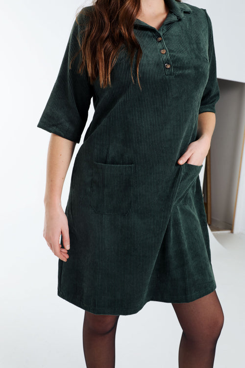 Robe courte unie en velours-Paprika-7