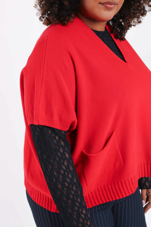 Pull court uni en viscose-Paprika-1