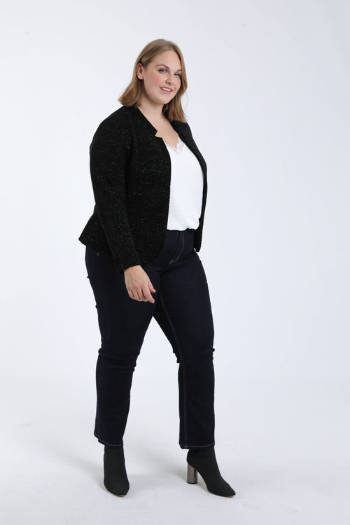 Veste jacquard bicolore avec lurex-Paprika-6