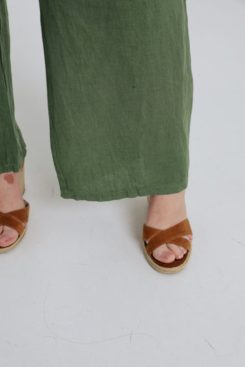 Pantalon en lin uni-Paprika-4