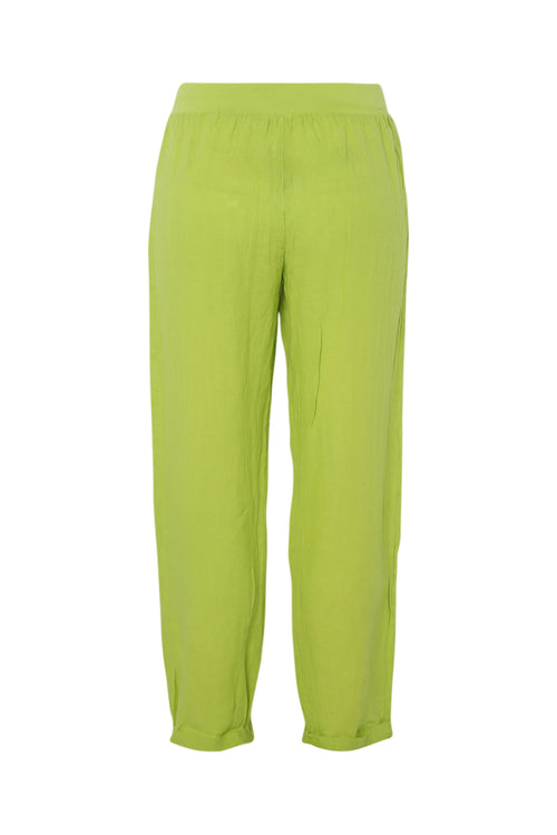 Pantalon 7/8 en lin uni-Paprika-11