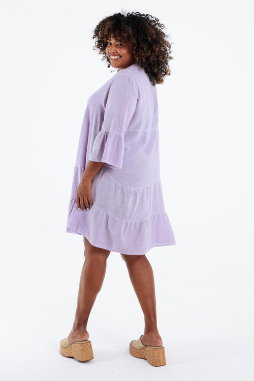 Robe tunique en gaze de coton unie-Paprika-2