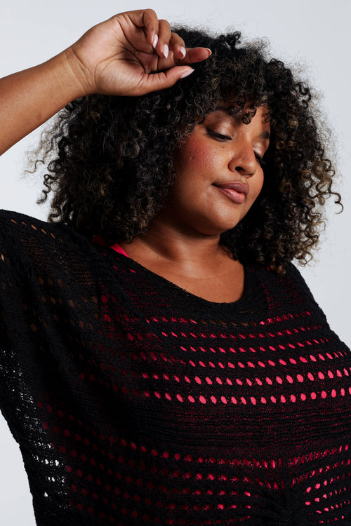 Pull filet rayé en viscose-Paprika-5