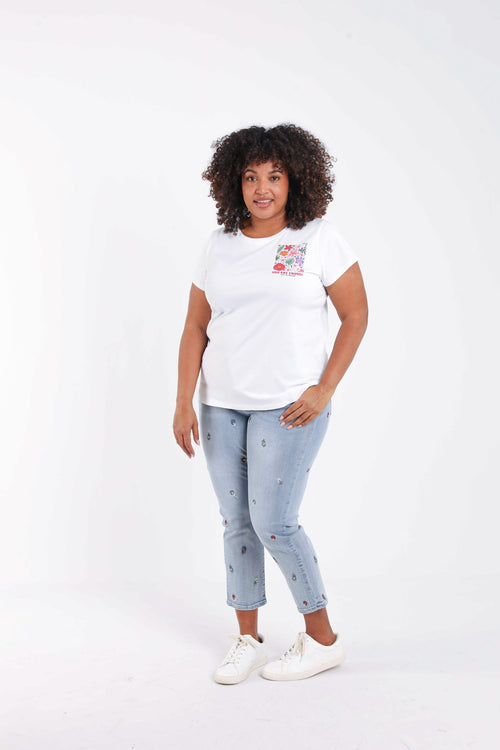 T-shirt en coton imprimé fleurs-Paprika-8