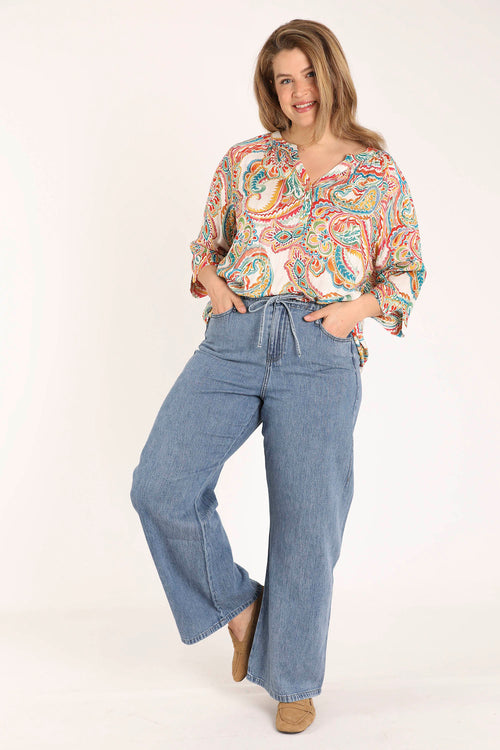 Blouse en viscose imprimé cachemire-Paprika-9