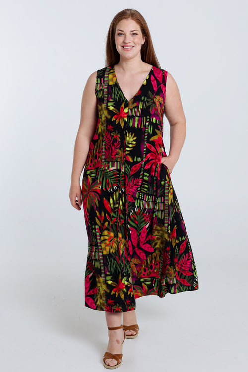 Robe longue en viscose imprimé floral-Paprika-7