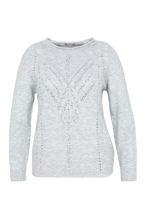 Pull uni torsade et strass-Paprika-10