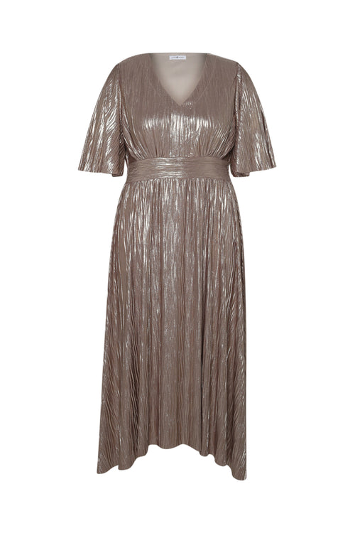 Robe plissée unie-Paprika-2