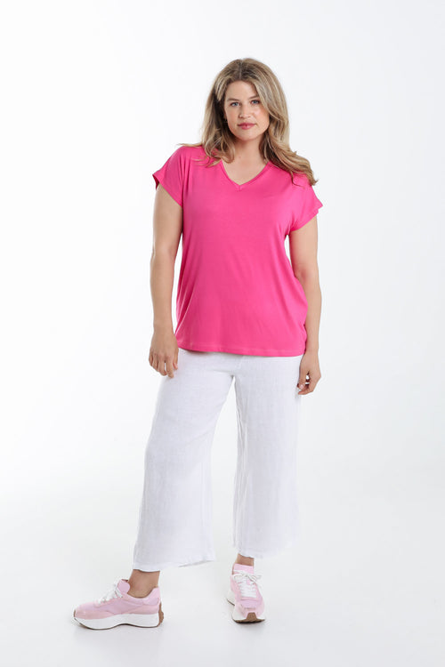 T-shirt uni en viscose-Paprika-7