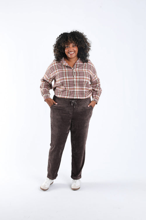 Pantalon chino 7/8 en velours uni-Paprika-7